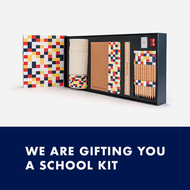 WE ARE GIFTING YOU A SCHOOL KIT キッズ商品を税込み18,000円以上お買い上げで オリジナル文房具セットプレゼント 詳しく見る