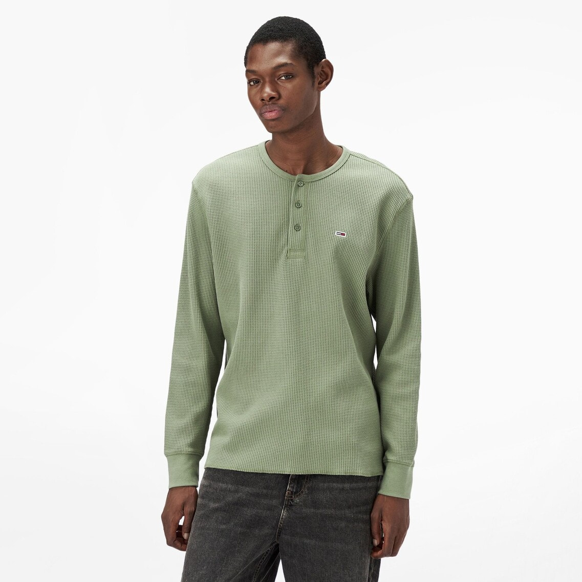 2点でさらに10％OFF】レギュラーワッフルヘンリーネックTシャツ