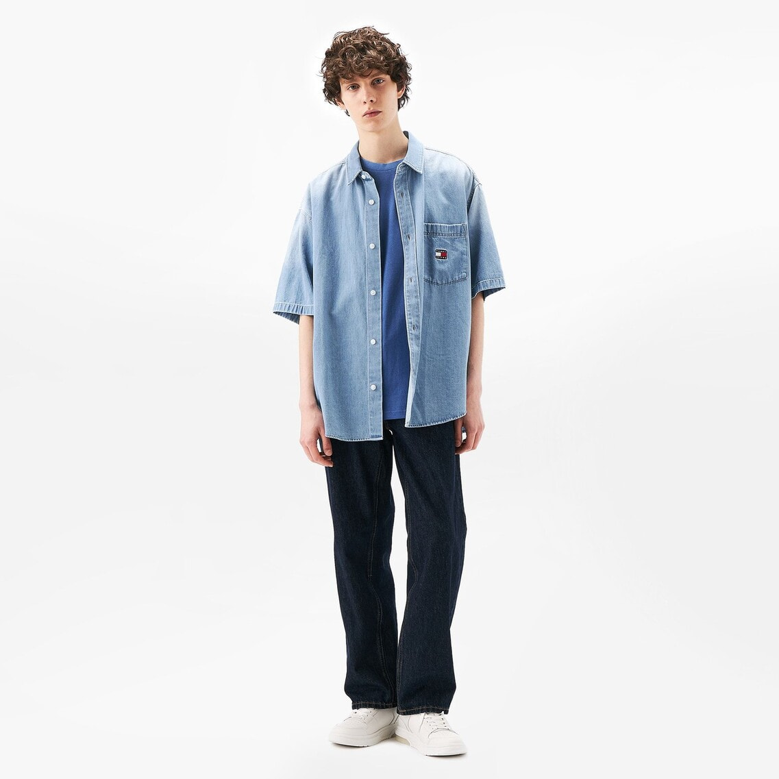 2点でさらに10％OFF】クレストデニムショートスリーブオーバー