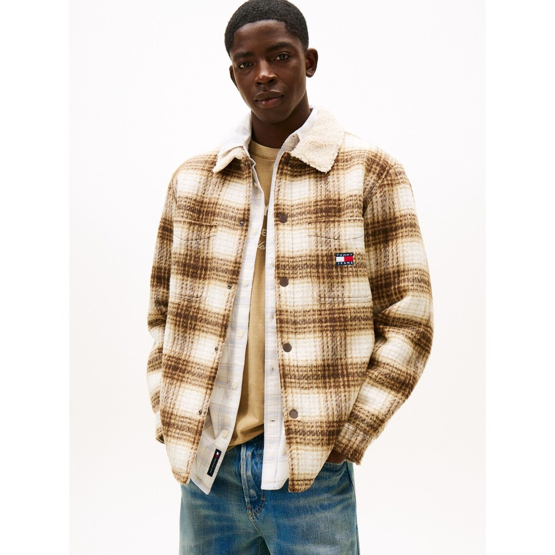 トミー ジーンズ（ JEANS）/チェックテディオーバーシャツ チェックテディオーバーシャツ | トミー ジーンズ | トミー