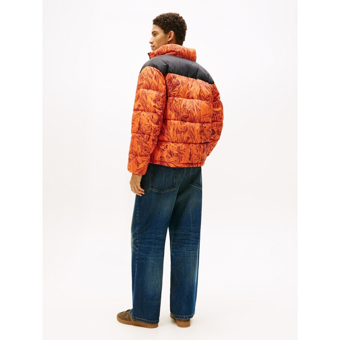 afb エーエフビー デニムジャケット スター アメカジ オレンジストライプ 3点でさらに10％OFF】オールオーバープリントパッファジャケット