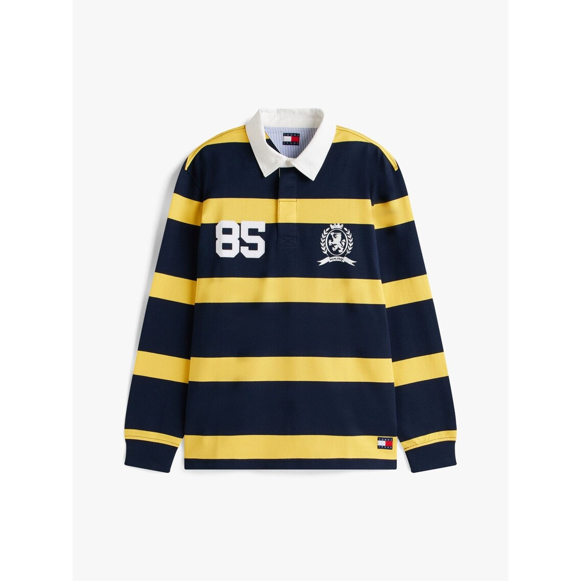 トミーヒルフィガー 長袖 ラガーシャツ スリット入り S ボーダー柄 ブラウン リラックスボーダーラガーシャツ | トミー ジーンズ | トミー