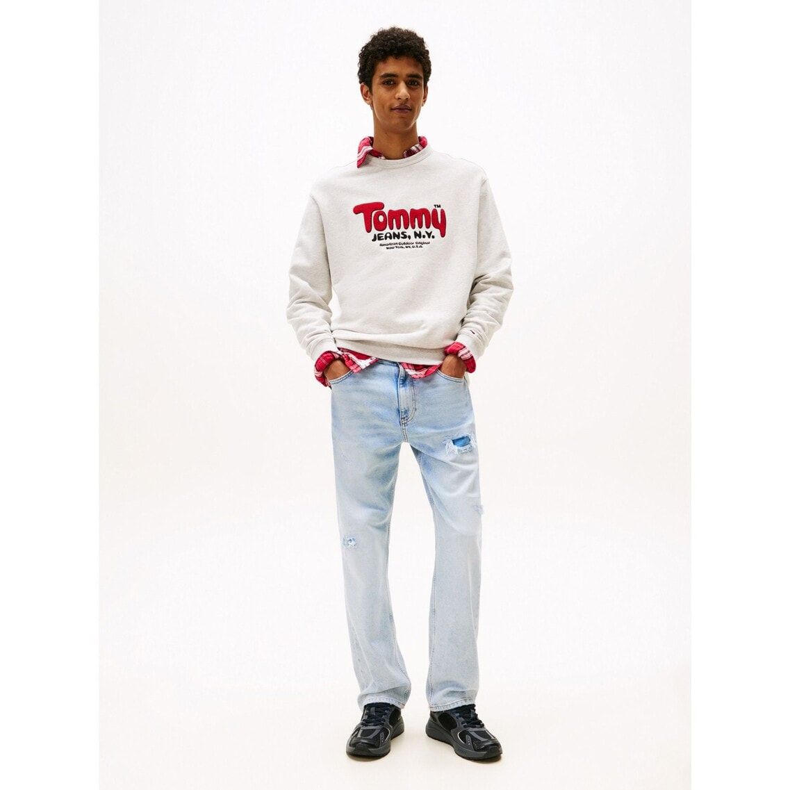 トミーヒルフィガー   フロントロゴ ハーフジップモックネックセーター(中間着(セーター