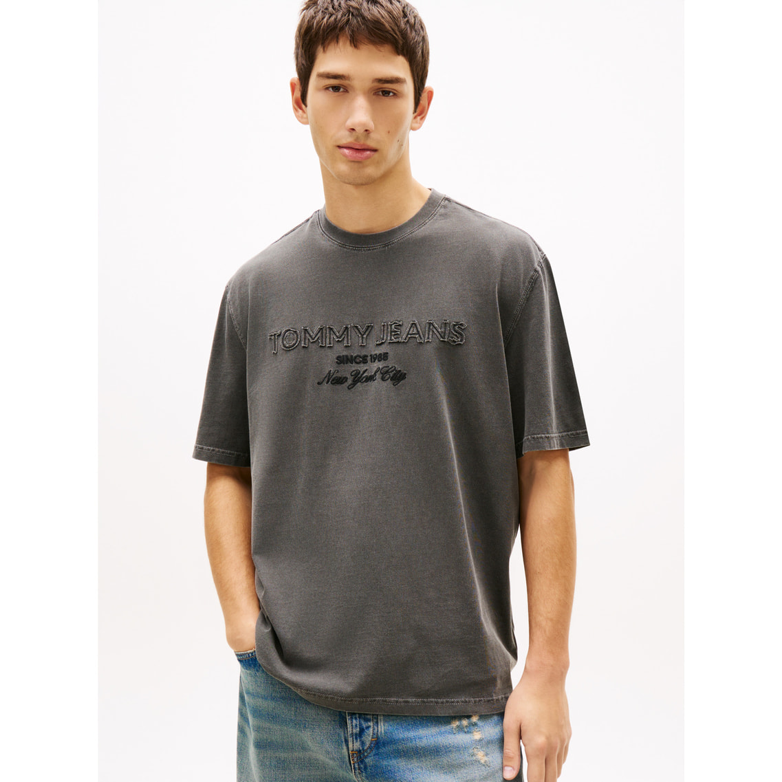 【新品未使用】 jeans 90sトミーロゴTシャツグレー 90s ニュークラシックショートスリーブTシャツ | トミー ジーンズ