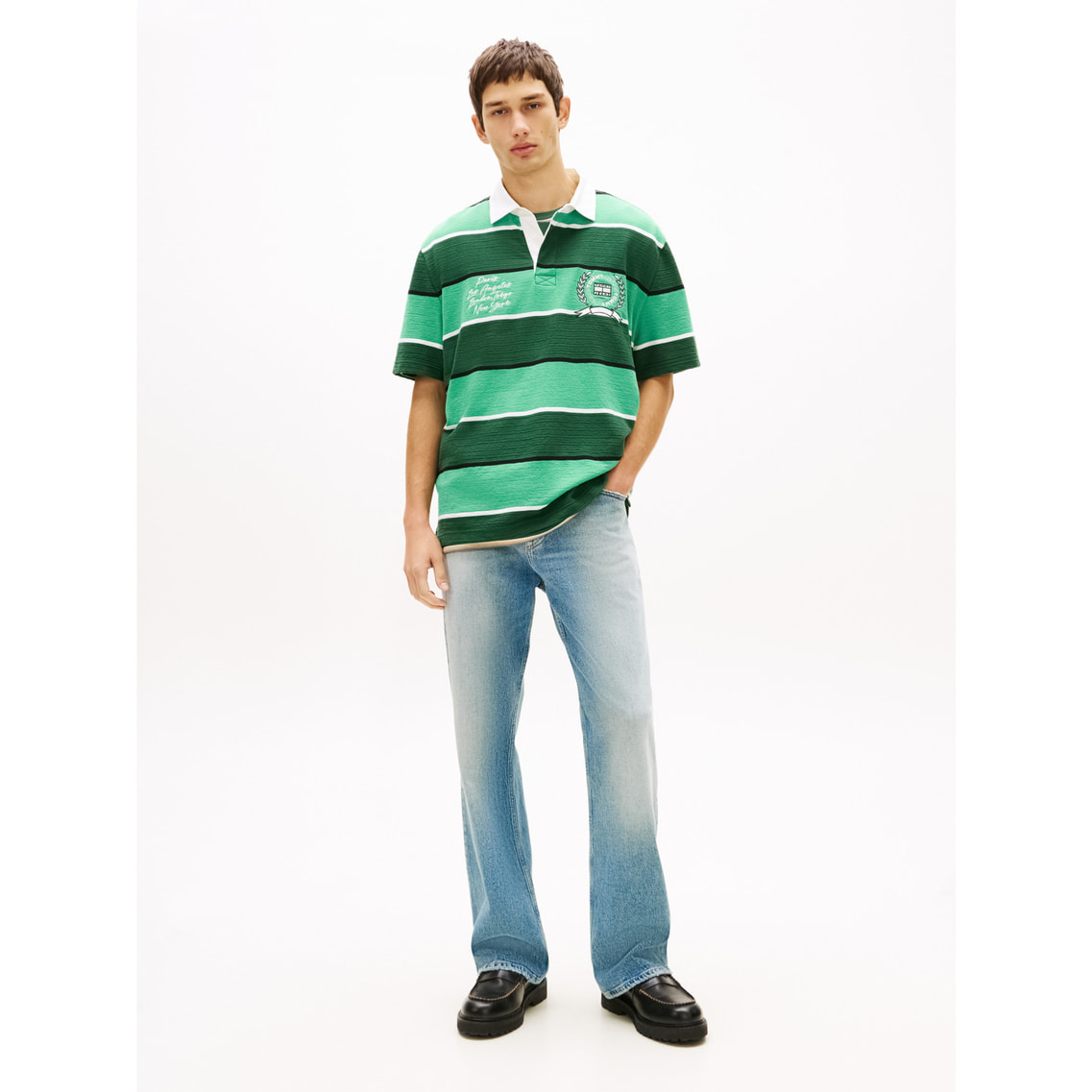 新作 トミージーンズ ラガーシャツ tommy jeans（トミー ジーンズ）の「リラックスカラーブロック
