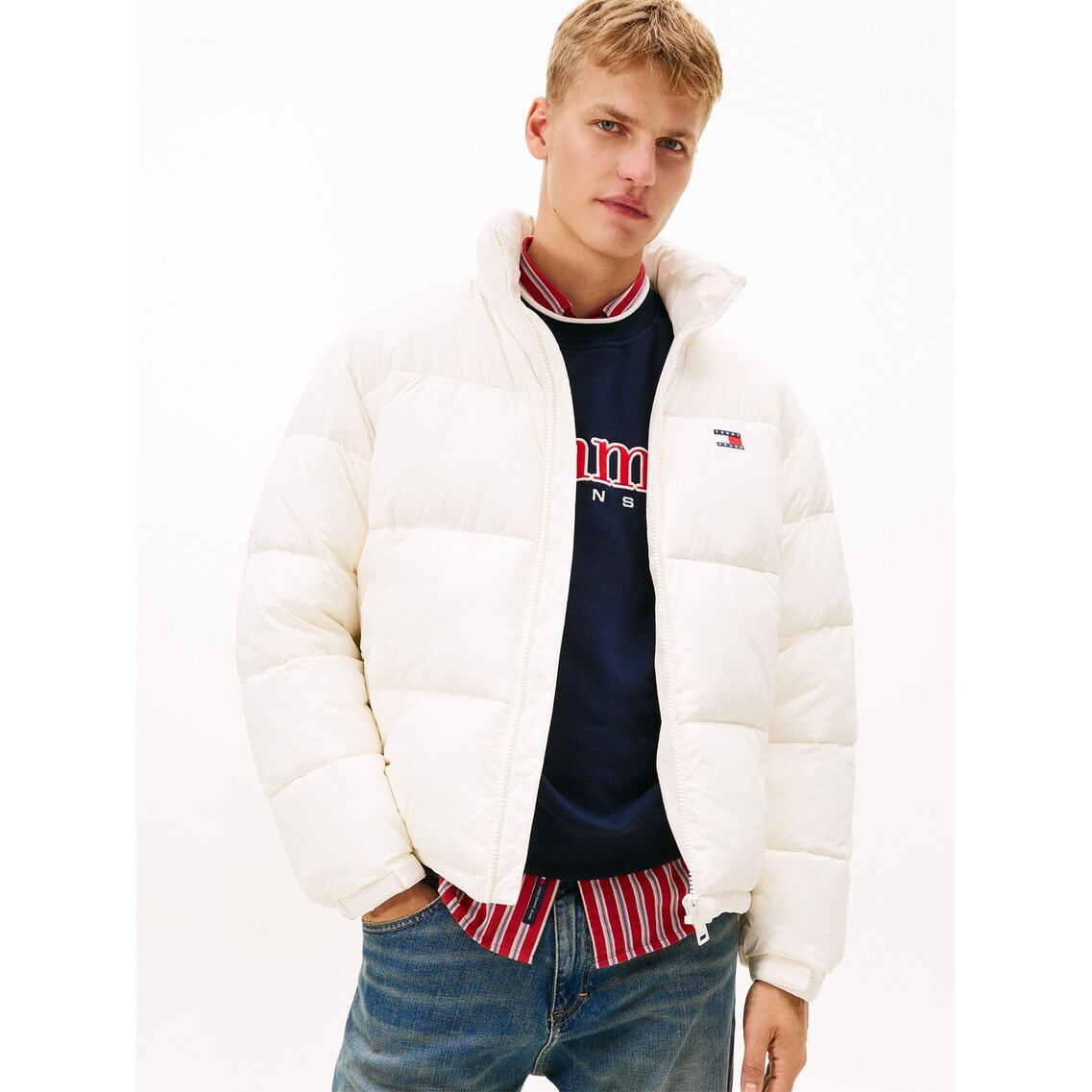 美品　 JEANS フーデッドパッファコート　M ブラック TOMMY JEANS（トミー・ジーンズ） ダウンジャケット ダウン