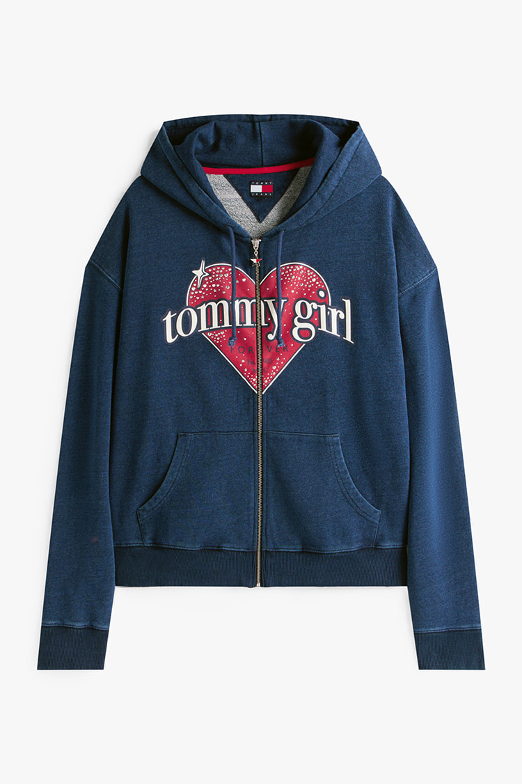 新品 タグ付き トミージーンズ 裏起毛 パーカー フーディ レディース 紺 ロゴ Tommy Girl フルジップパーカー | トミー ジーンズ | トミー