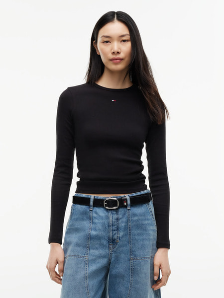 スリムエッセンシャルロングスリーブリブTシャツ | トミー ジーンズ