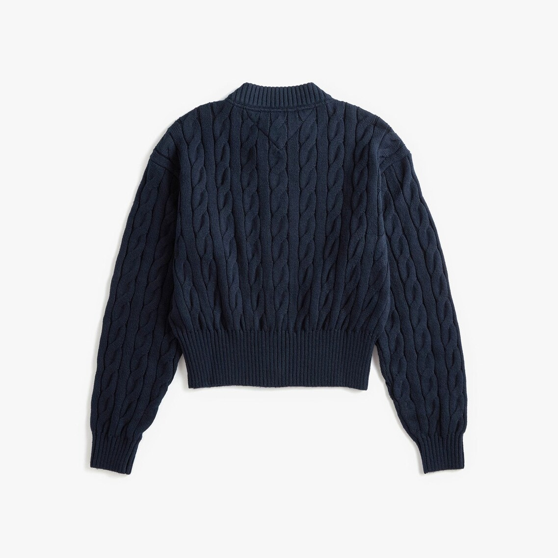 美品✨トミージーンズ ネイビー ケーブルニット　カーディガン バッジケーブルカーディガン | トミー ジーンズ | トミー