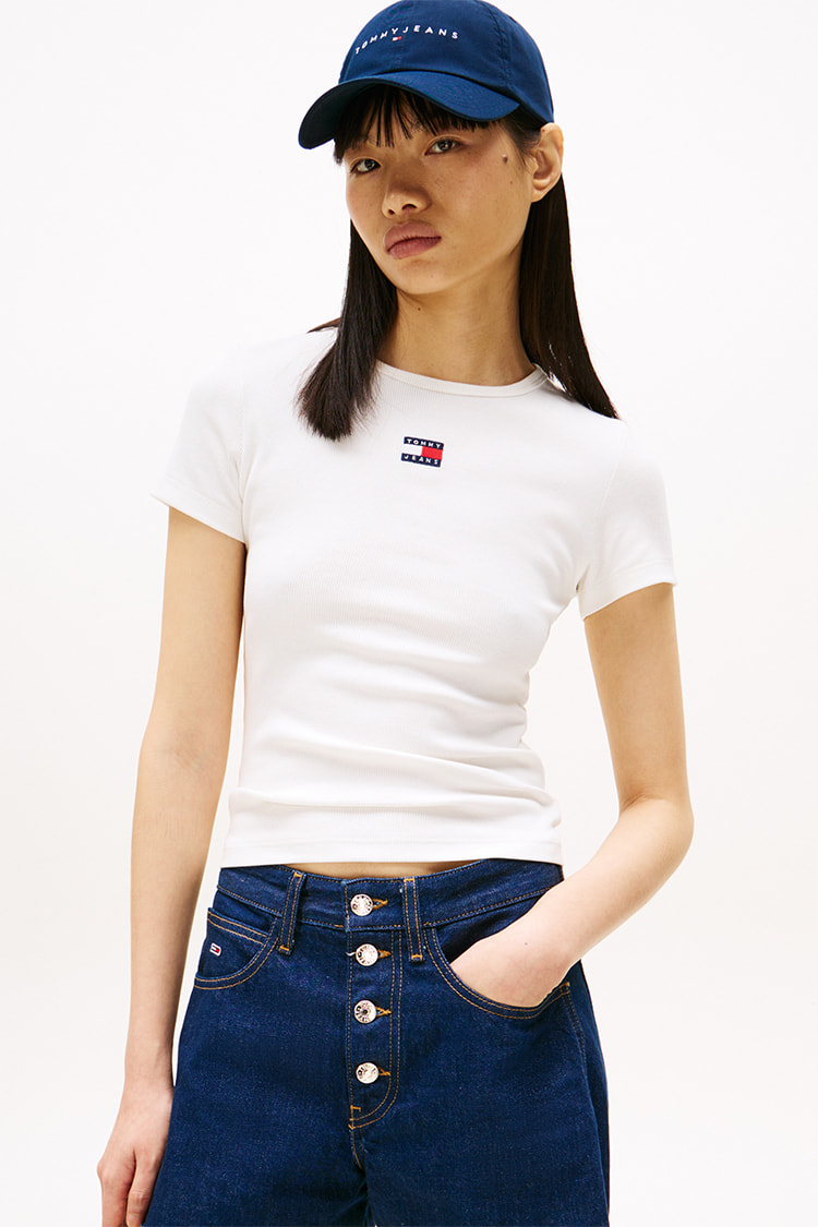 【10% off 対象】スリムバッジリブTシャツ