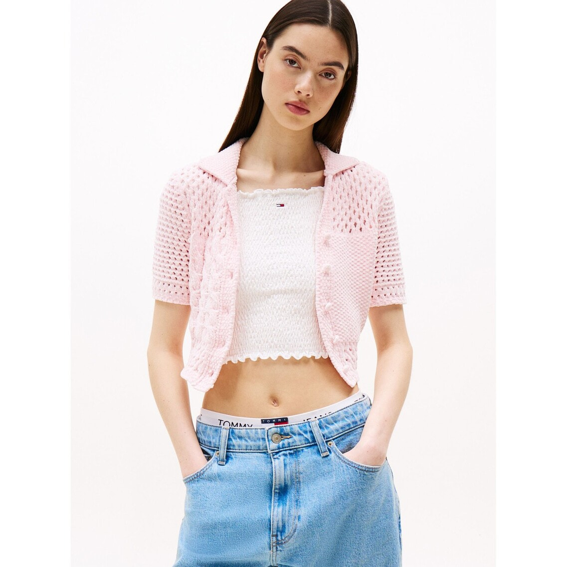 トミー ヒルフィガー   フラッグポロセーターカーディガン （ホワイト） トミー ヒルフィガー TOMMY HILFIGER フラッグポロセーター
