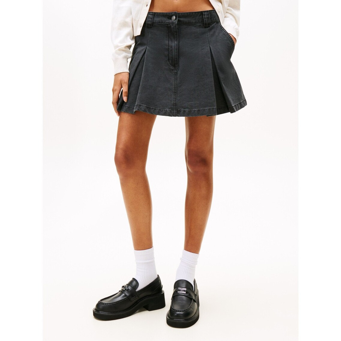 【関税込み】Pushbutton ブラック ドレープ ミニスカート マリークワント MARY QUANT ダブルプリーツミニ スカート