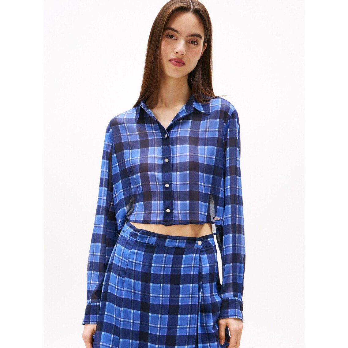 新品タグ付き　トミーヒルフィガー　クロップド　シャツ　トミジーンズ シフォンクロップドシャツ | トミー ジーンズ | トミー