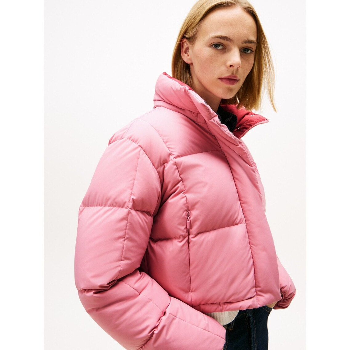 JANGWONYOUNG着用】アラスカグリッドクロップドダウンジャケット