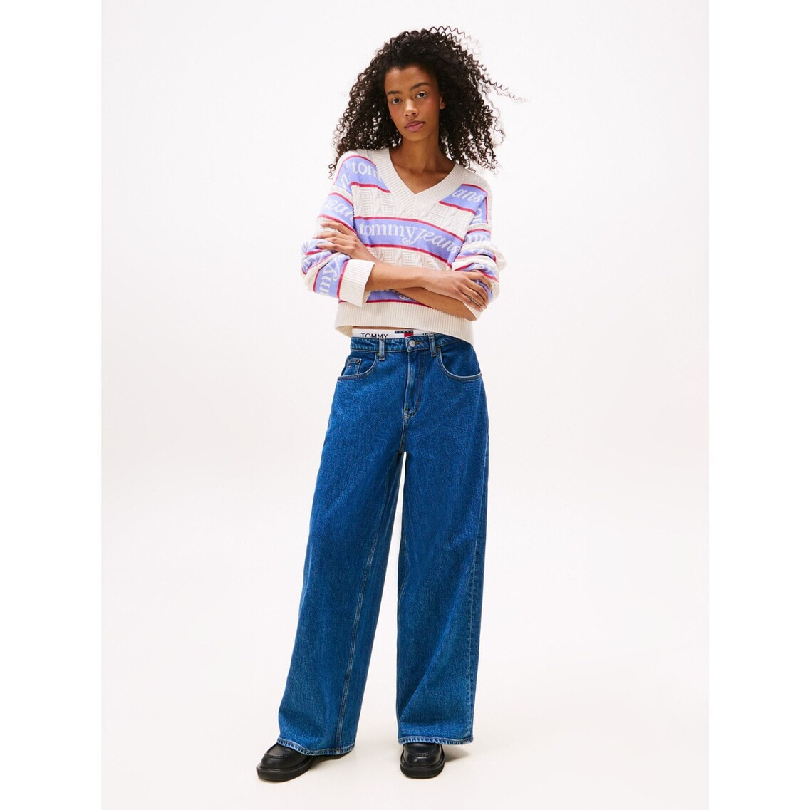 MMSC ♡ ストライプロゴVネックセーター | トミー ジーンズ | トミー