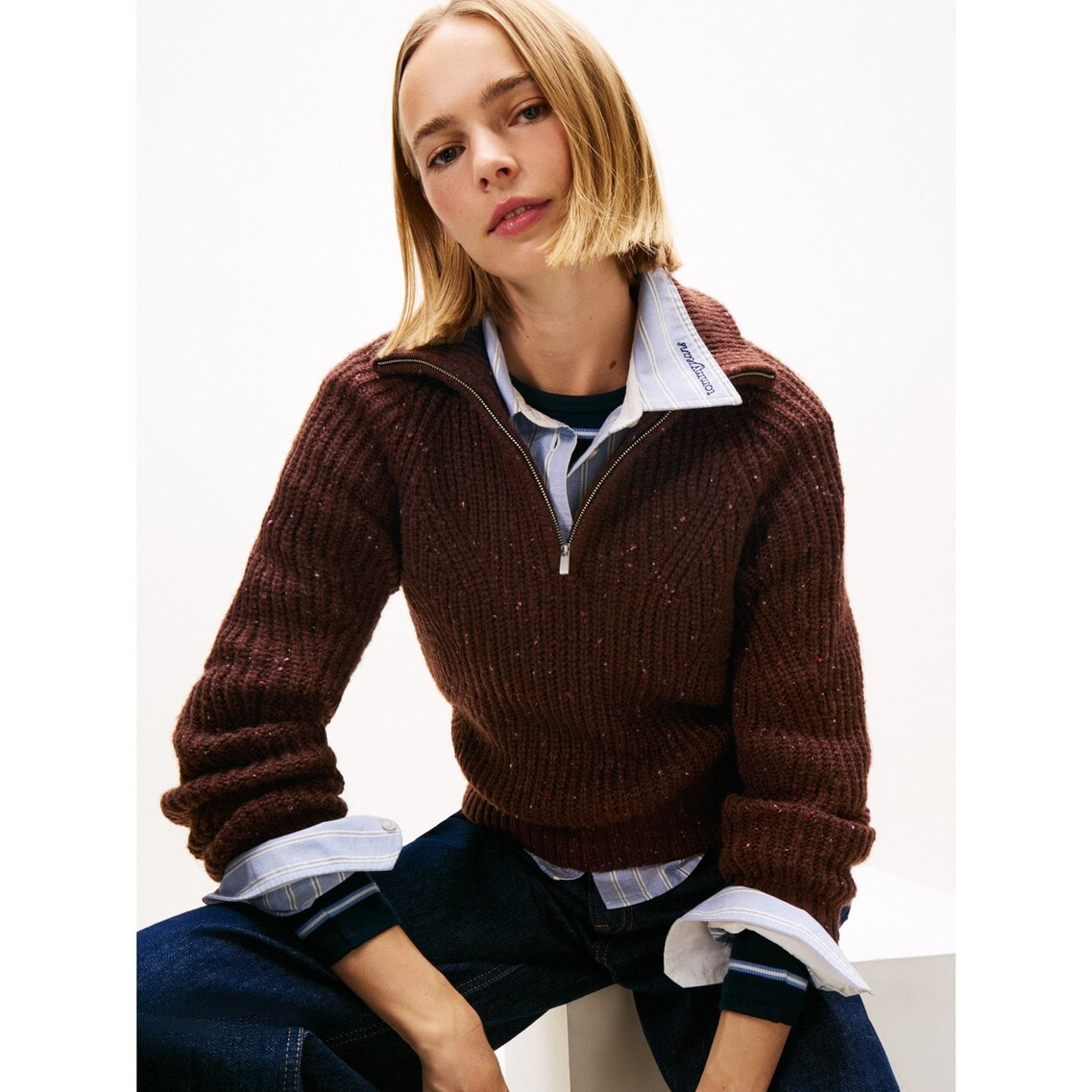 3点でさらに10％OFF】クオータージップネップセーター | トミー