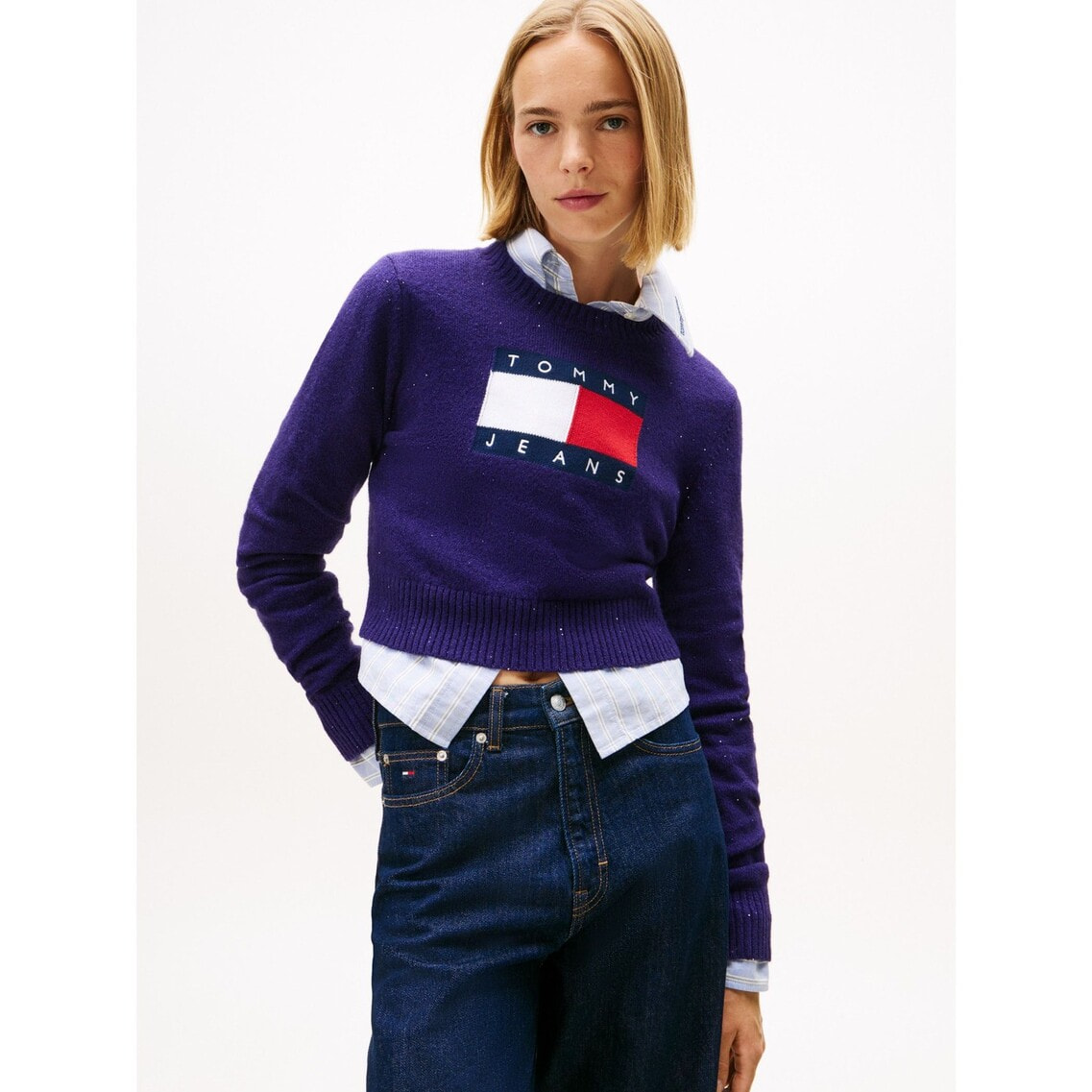 JANG WON YOUNG着用】スパークルフラッグセーター | トミー ジーンズ