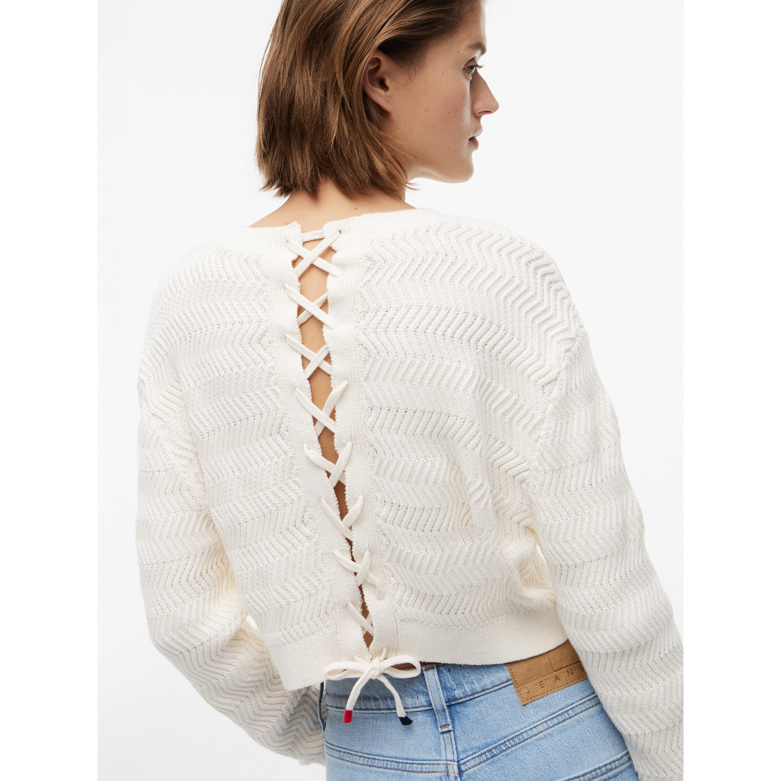 【美品】TO BE CHIC ハリーストレッチニット パール 定価4,2万 テクスチャードフラッグセーター | トミー ジーンズ | トミー