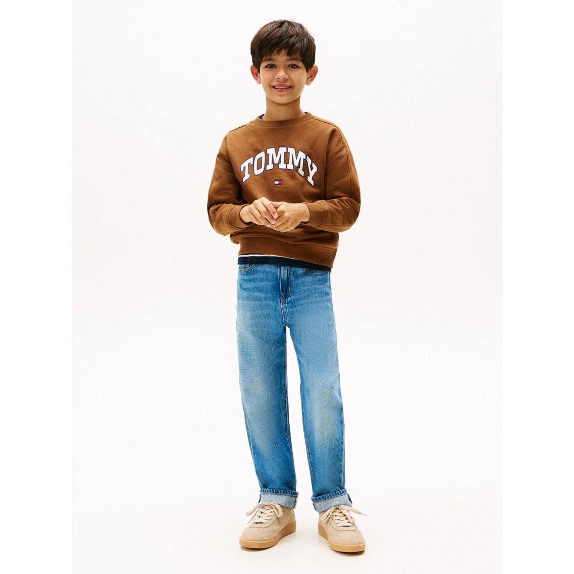 3点でさらに10％OFF】BOYS カレッジロゴプリントスエットシャツ