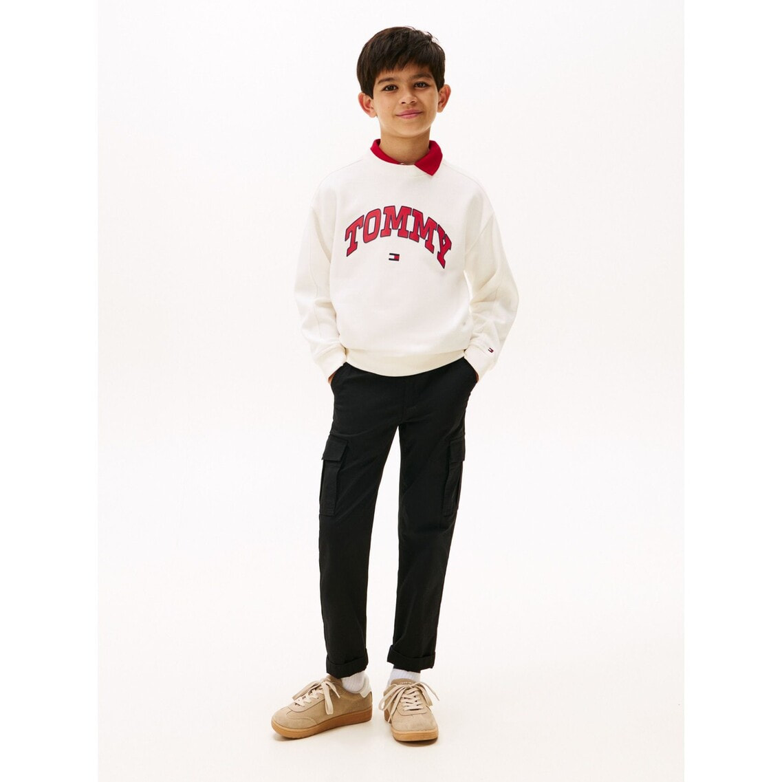 3点でさらに10％OFF】BOYS カレッジロゴプリントスエットシャツ