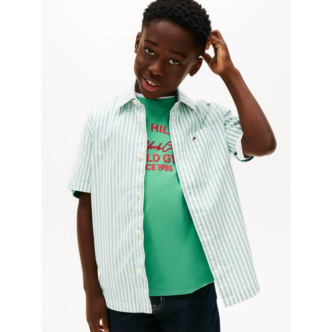 BOYS フレックスストライプショートスリーブシャツ | トミー