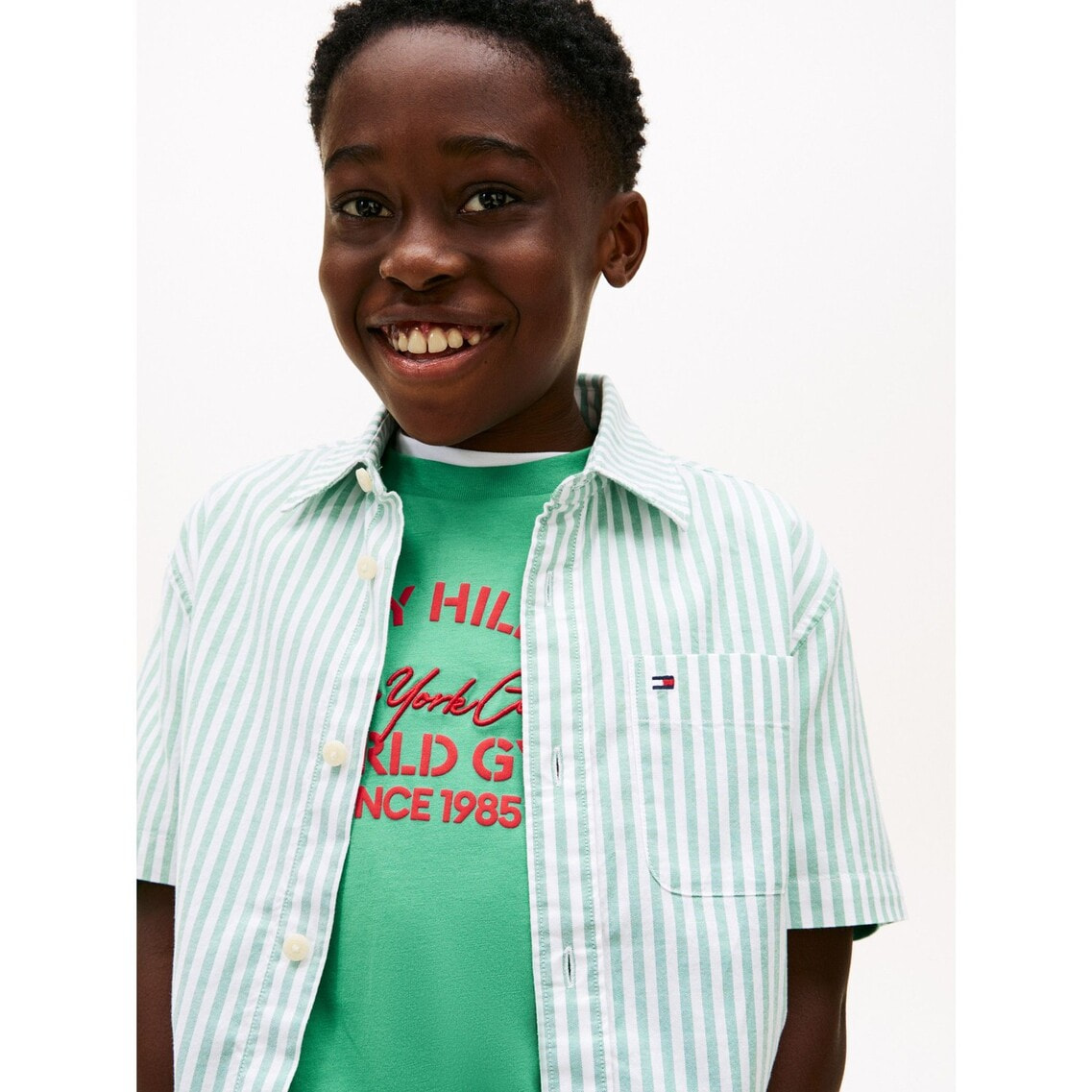 BOYS フレックスストライプショートスリーブシャツ | トミー