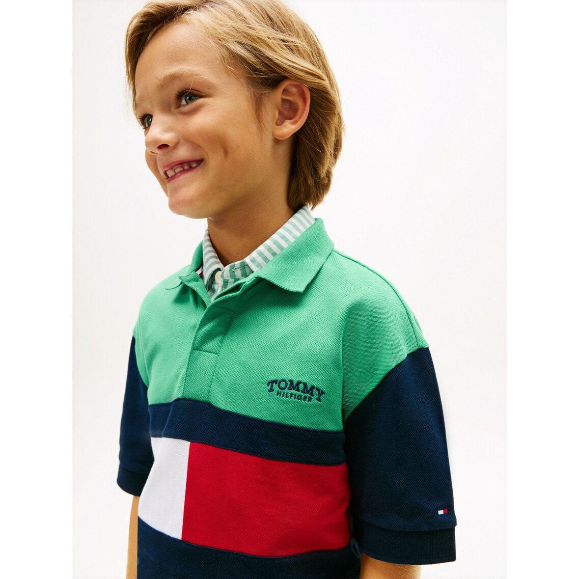 BOYS モノタイプカラーブロックラグビーポロシャツ | トミー
