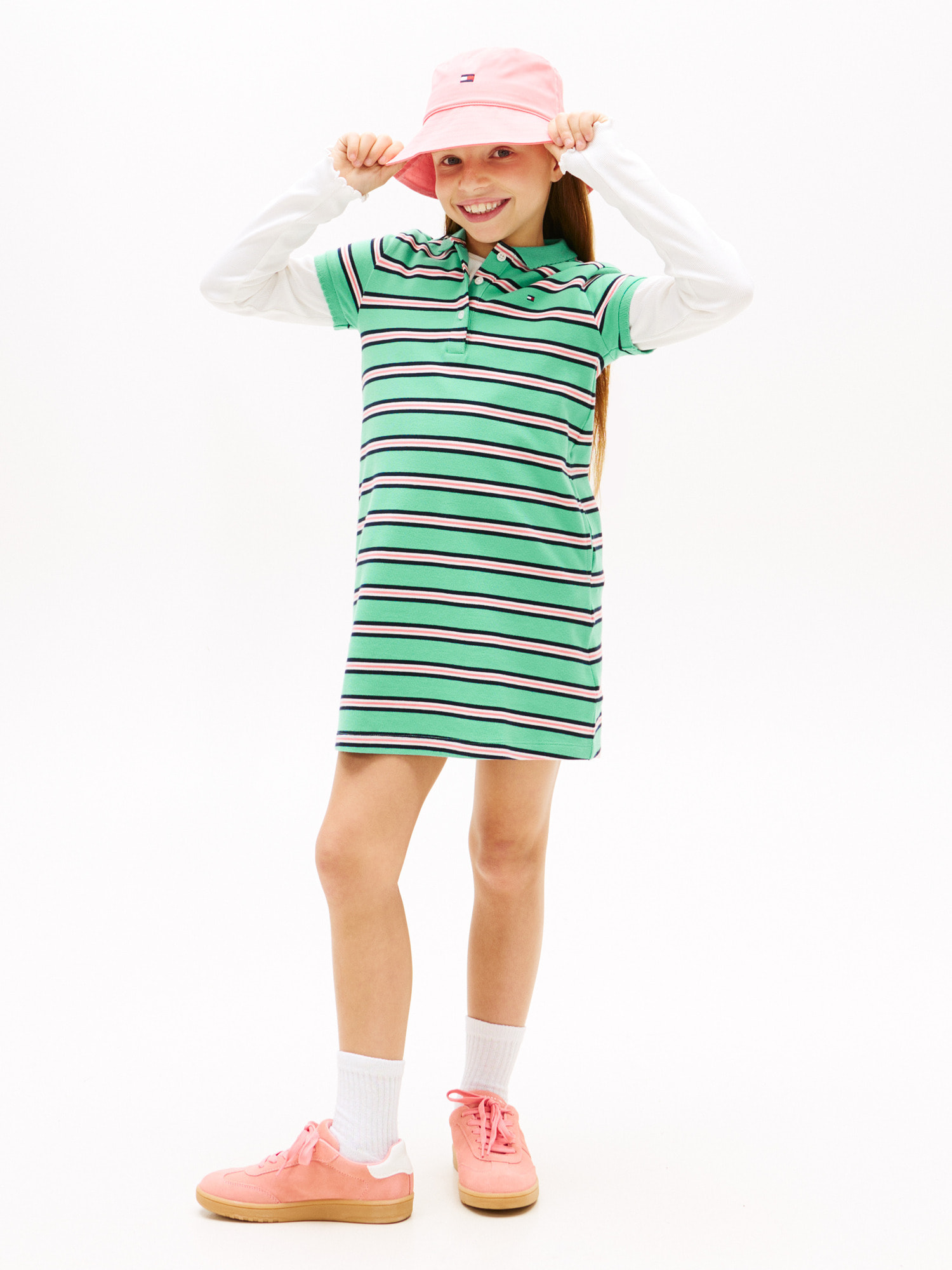 新品 トミーヒルフィガー ワンピース LL ピンク 送料込み さらに10％ off】GIRLS エッセンシャルポロワンピース | トミー