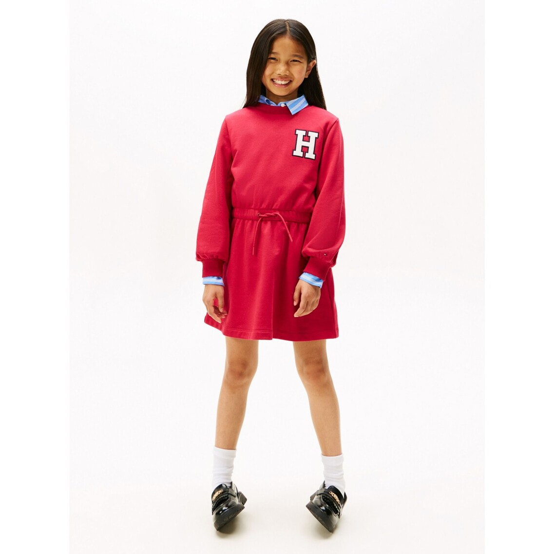 3点でさらに10％OFF】GIRLS バーシティロングスリーブニットワンピース