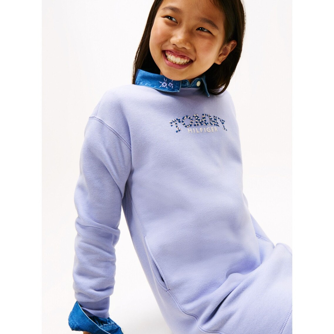 GIRLS フラワーロゴスウェットロングスリーブワンピース | トミー