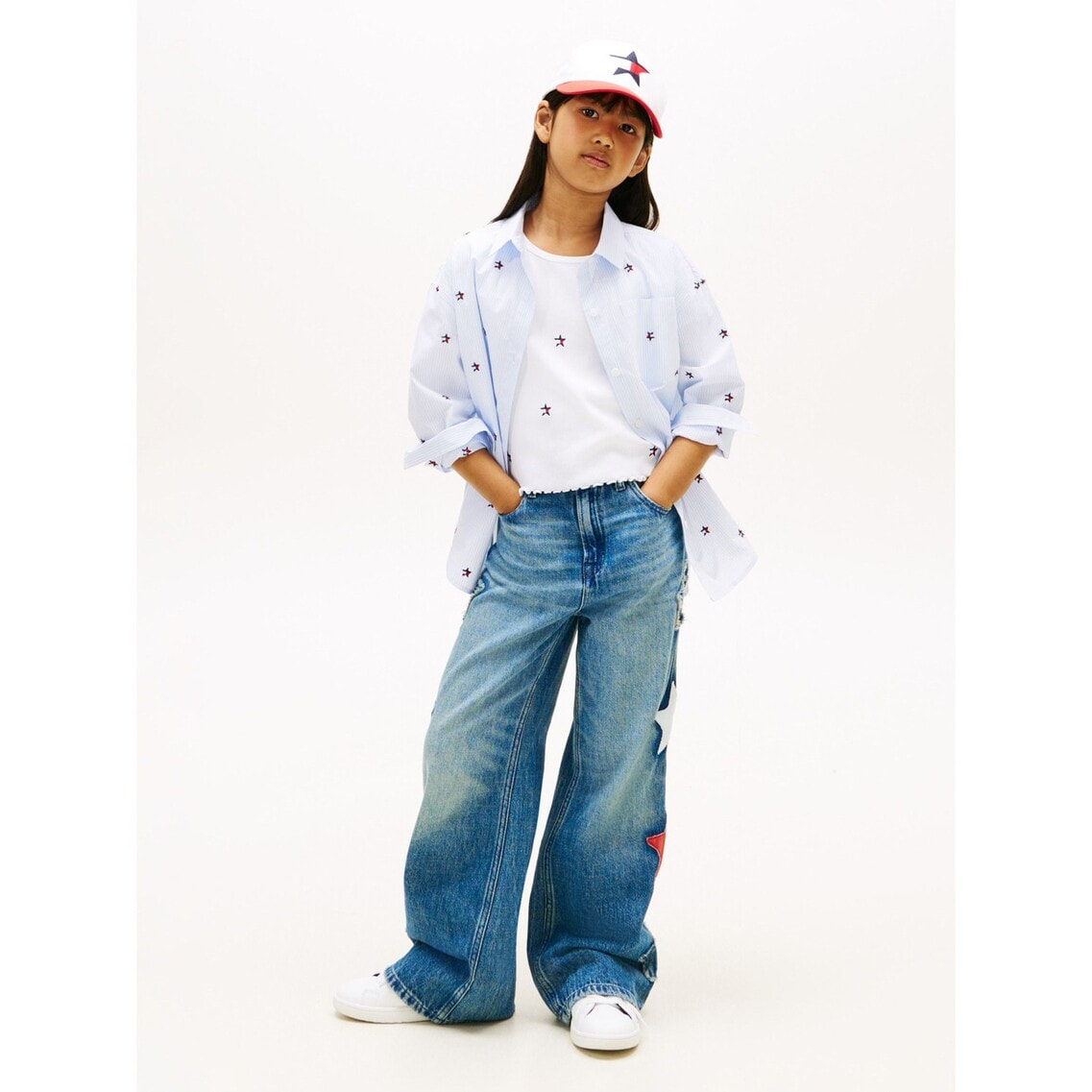 2点でさらに10％ off】GIRLS ストライプスターロングスリーブシャツ