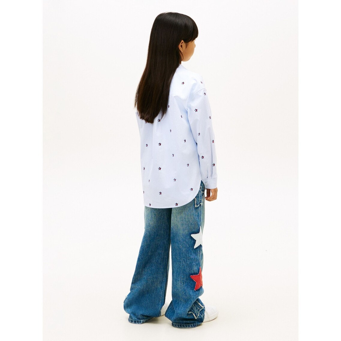 2点でさらに10％ off】GIRLS ストライプスターロングスリーブシャツ