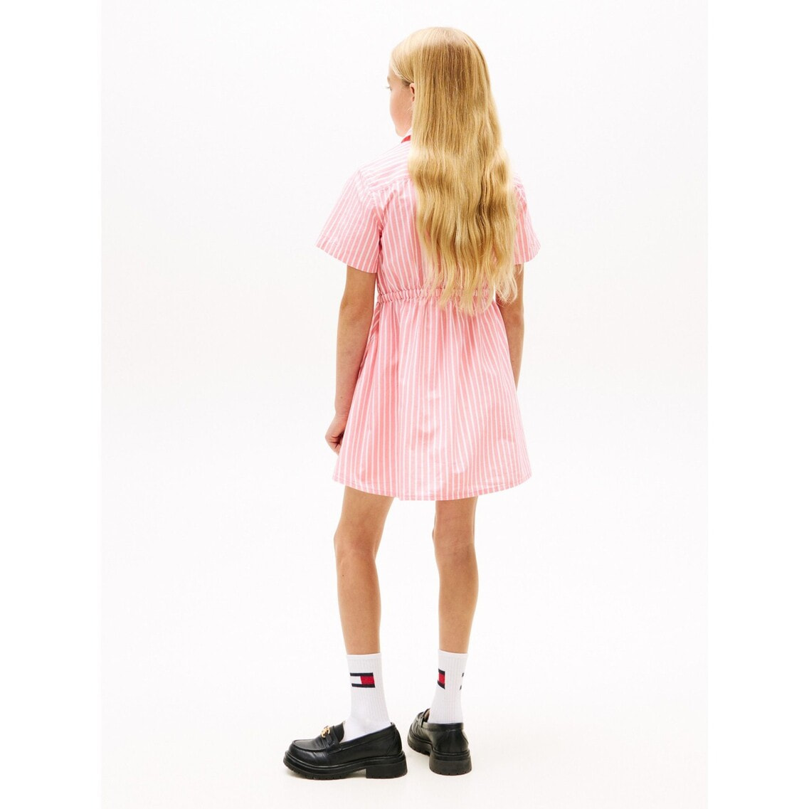 GIRLS コットンポプリンストライプ柄シャツワンピース | トミー