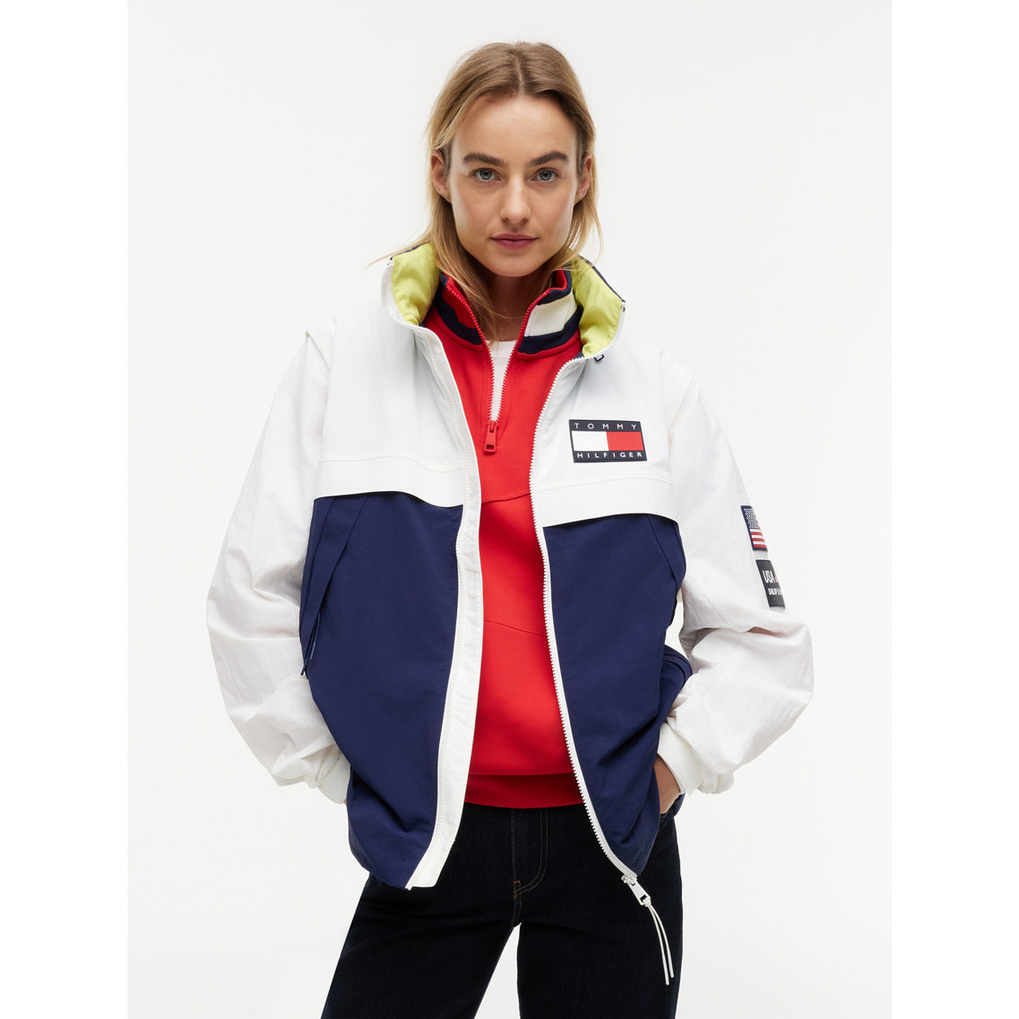 トミーヒルフィガージャケットin HAWAII Tommy x U.S. SailGP Team カラーブロックジップアップジャケット