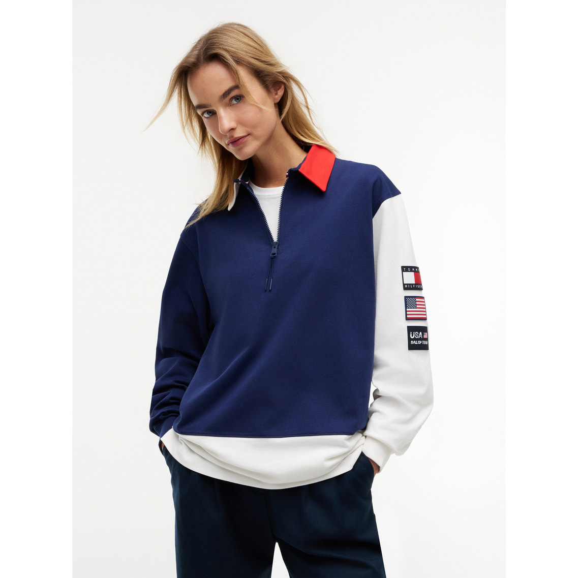新品タグ付き トミーヒルフィガー ラガーシャツ 紺x白 ジュニアXL TOMMY HILFIGER - トミーヒルフィガー ラガーシャツ 赤×白×ネイビー