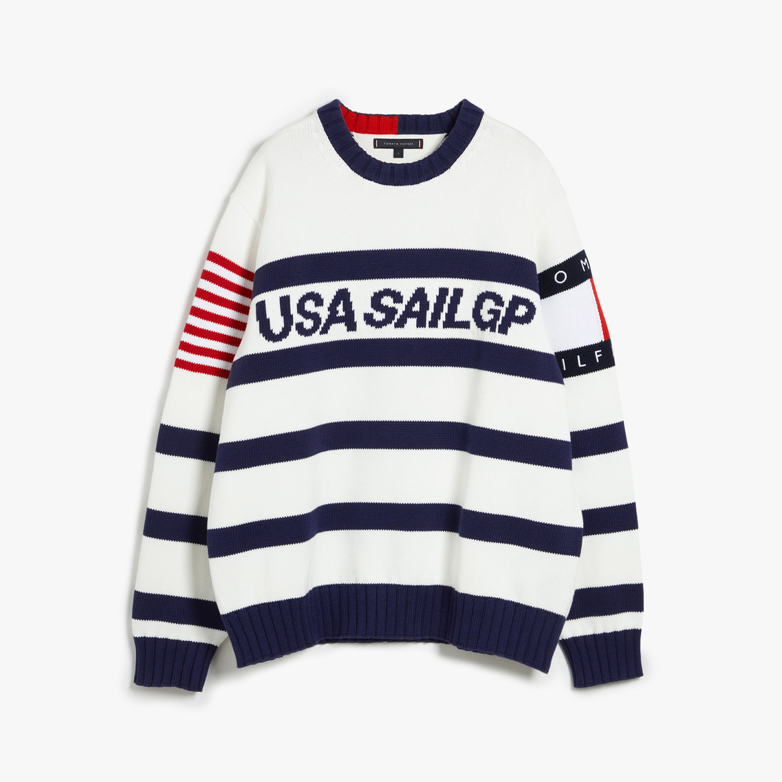 Tommy x U.S. SailGP Team マリンストライプクルーネックニット