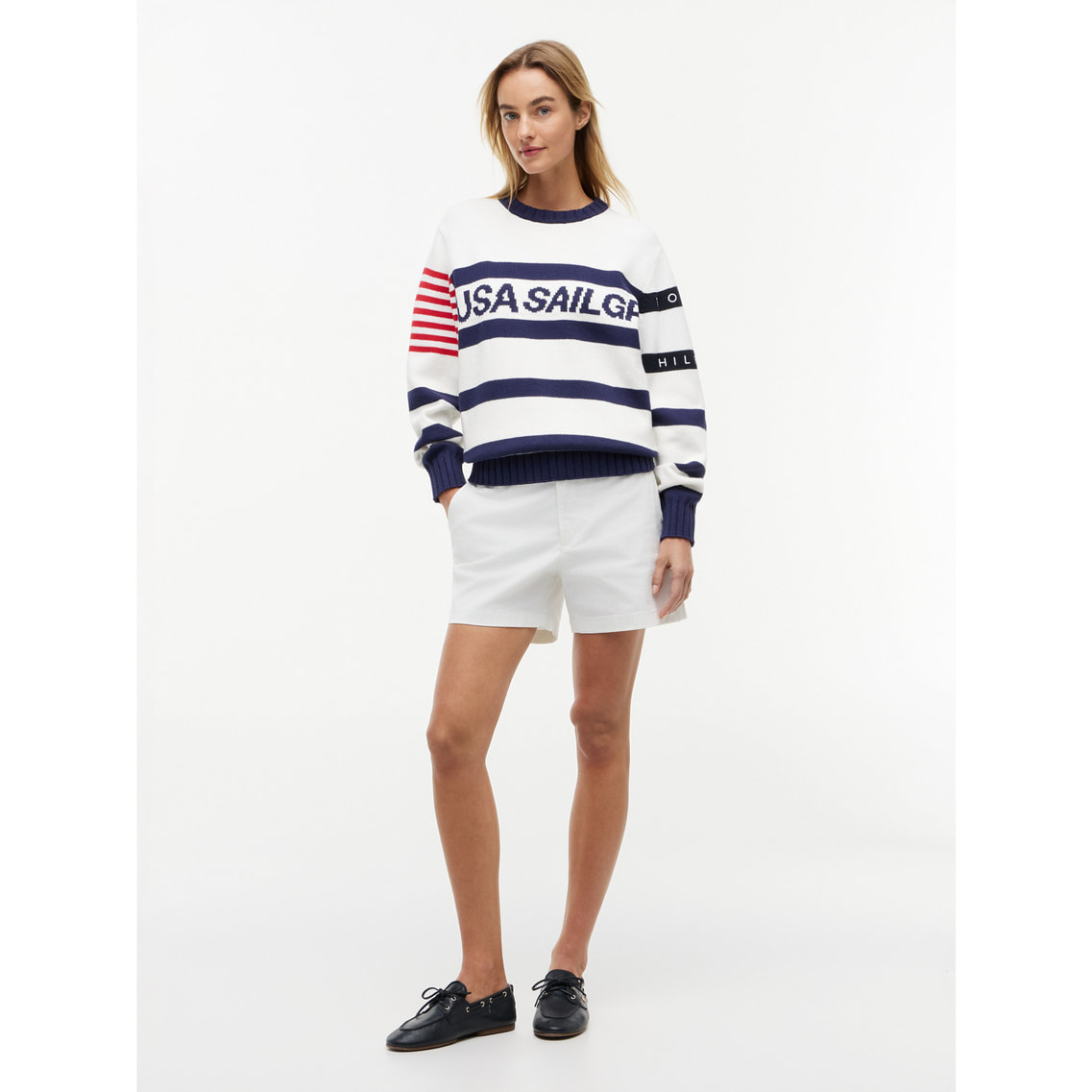Tommy x U.S. SailGP Team マリンストライプクルーネックニット