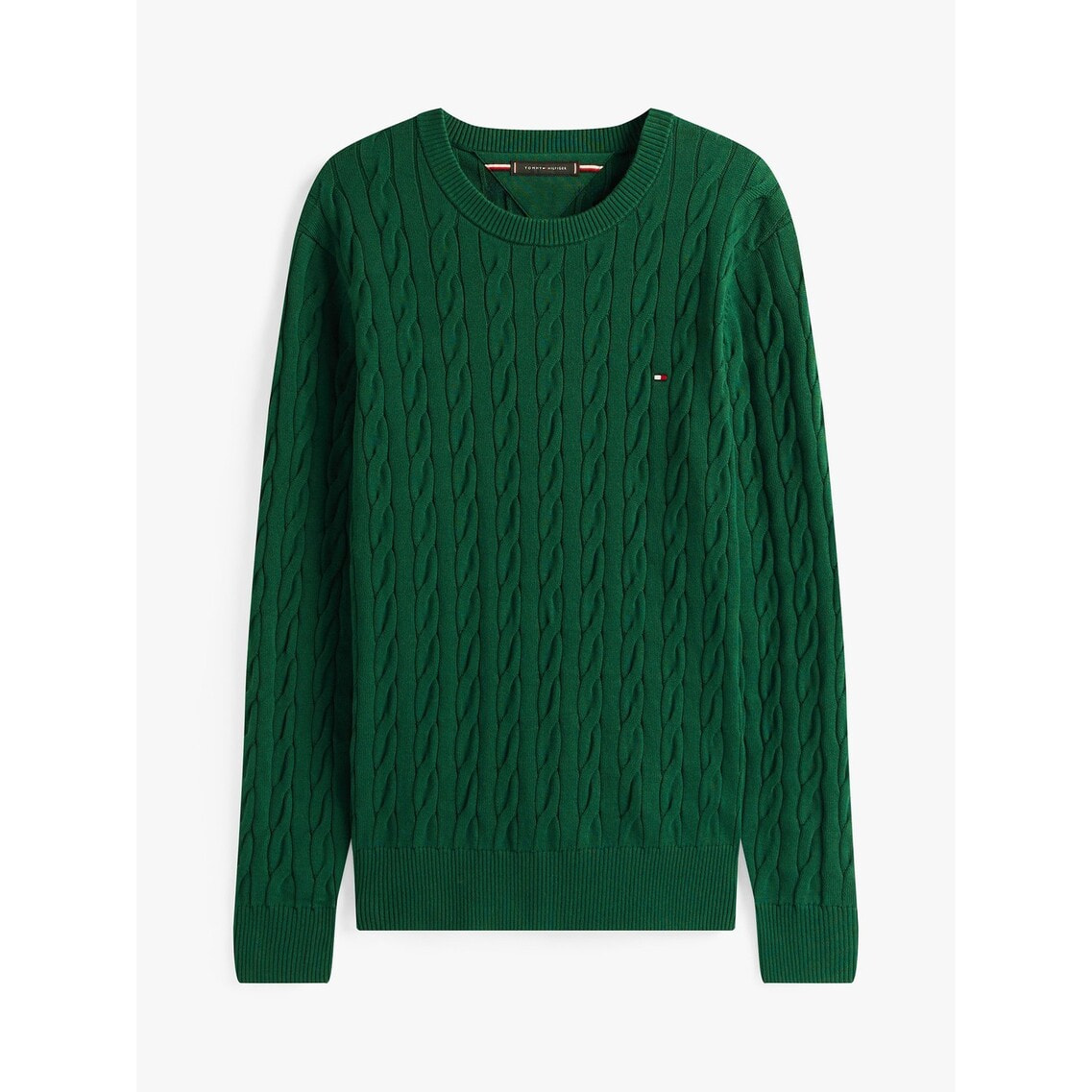 トミーヒルフィガー　ケーブルニットセーター カーキ 新品タグ付き クラシックケーブルクルーネックセーター | トミー ヒルフィガー