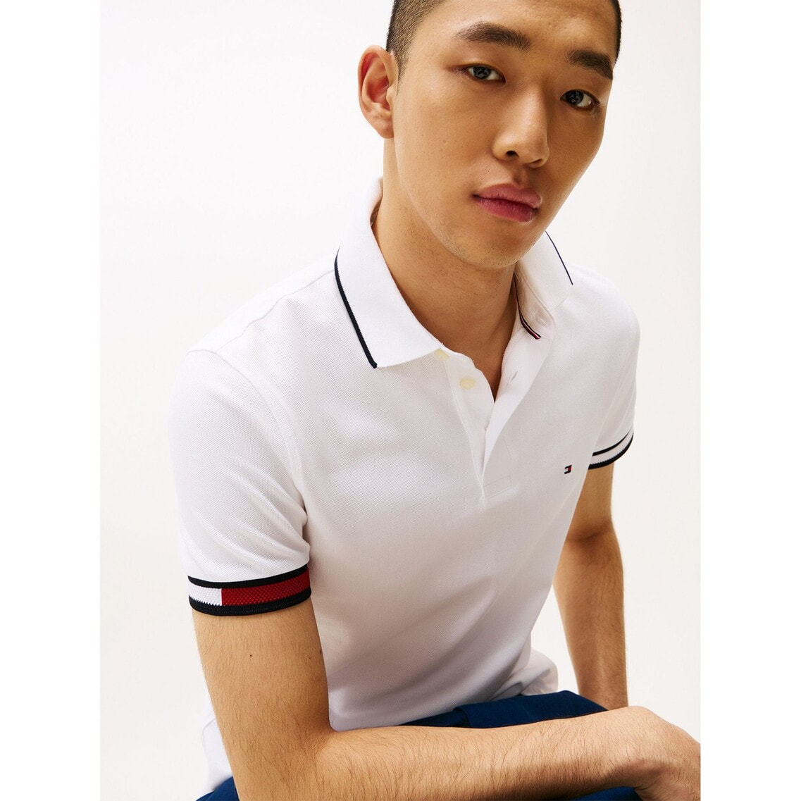 2点でさらに10％OFF】フラッグカフスリムフィットポロシャツ