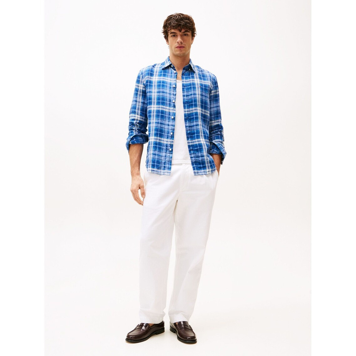 2点でさらに10％OFF】リネンミディアムチェックリラックス
