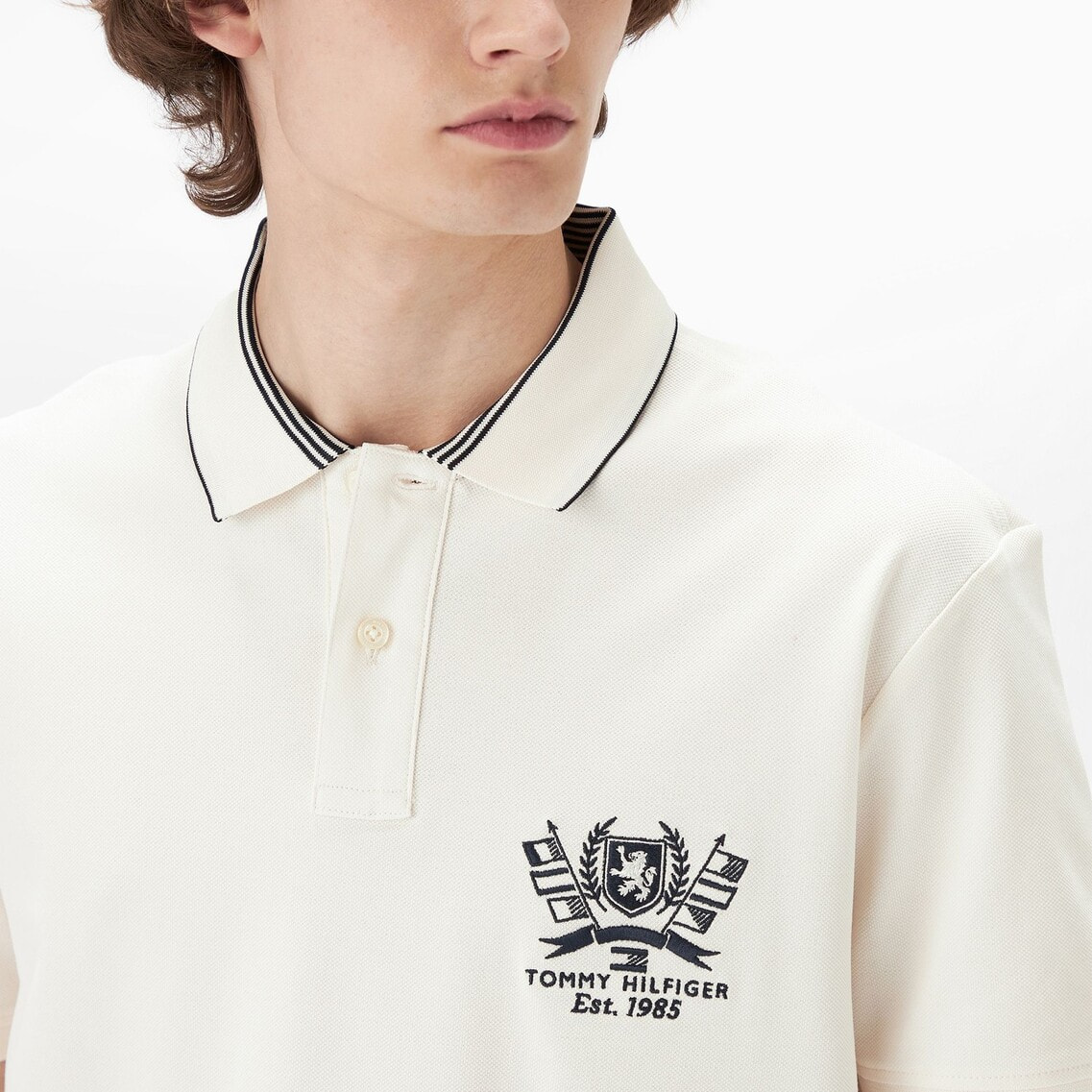 売れ筋商品|||トミー ヒルフィガー Tシャツ レディース トップス GOLD BUTTON SLIM POLO - Polo shirt - ivory silk Gold-Tone Button Slim Polo Shirt | White | Tommy Hilfiger