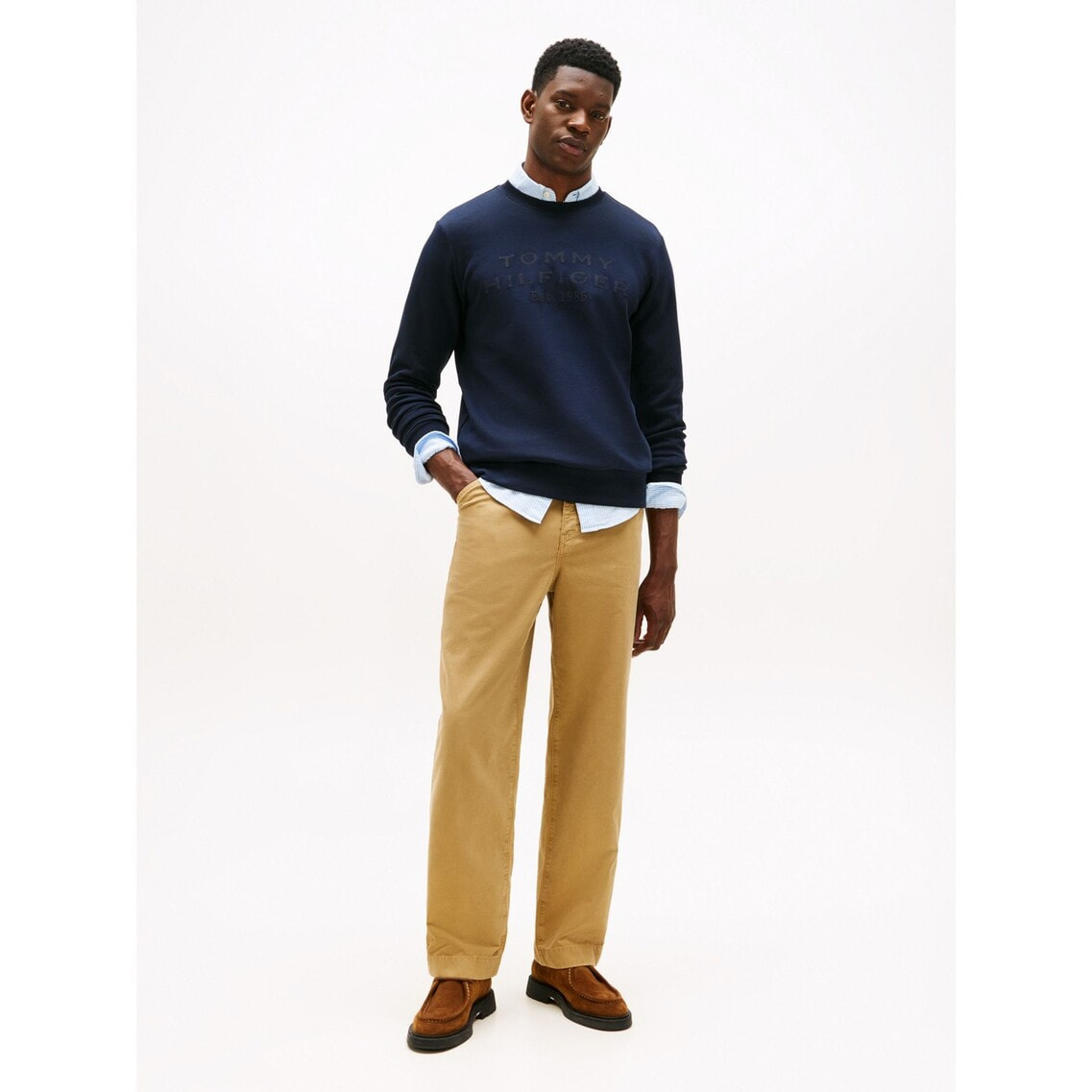 ナイロンアップリケインテクノクルーネックトレーナー | トミー