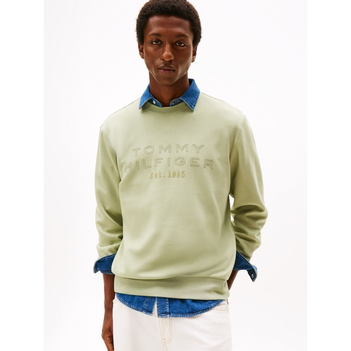 ナイロンアップリケインテクノクルーネックトレーナー | トミー