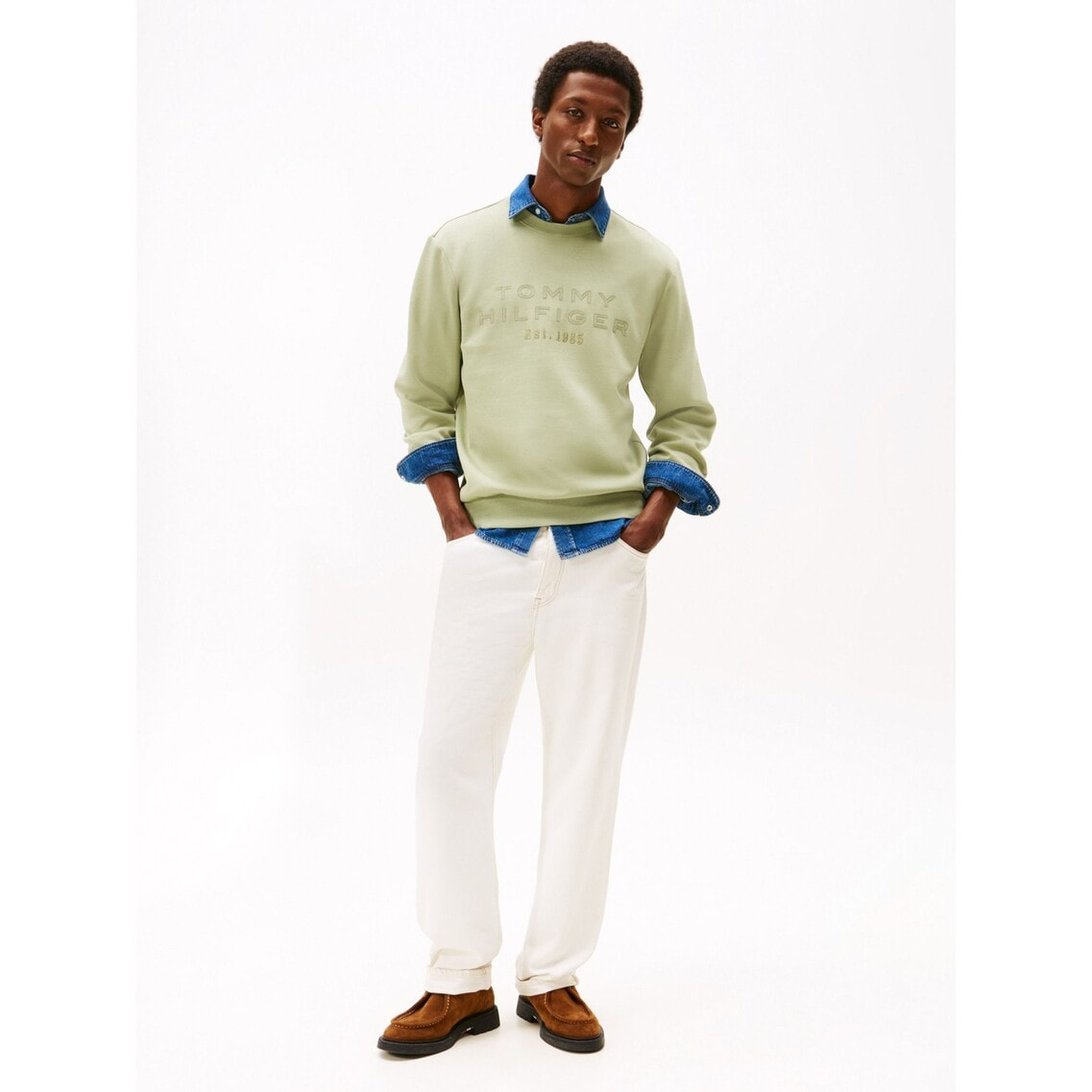 ナイロンアップリケインテクノクルーネックトレーナー | トミー