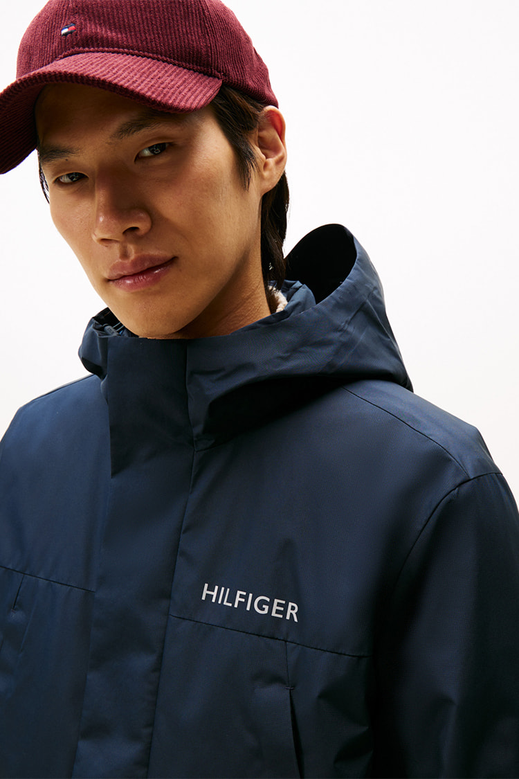 日本発送☆Tommy Hilfiger 今季新品2♪Navyフラワー&リーフ柄の袖ラッフルトリムAラインワンピース トミー ヒルフィガー 公式オンラインストア