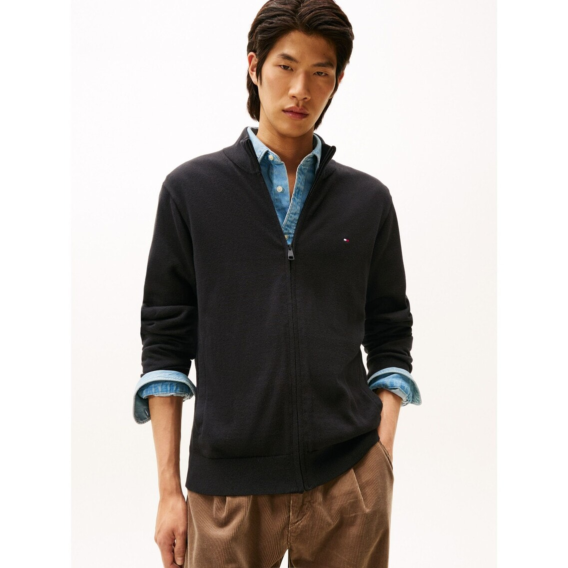 【新品】トミーヒルフィガーシルクコットンブレンドカーディガン紺L 新品】トミーヒルフィガーシルクコットンブレンドカーディガン紺