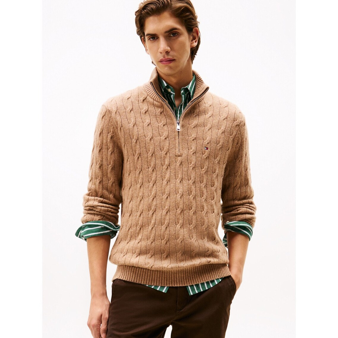 ラムウールブレンドケーブルハーフジップセーター | トミー