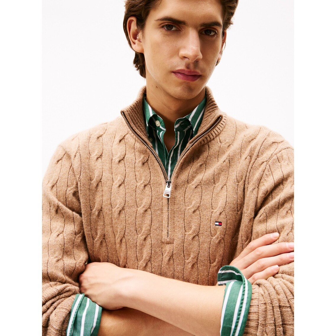 ラムウールブレンドケーブルハーフジップセーター | トミー