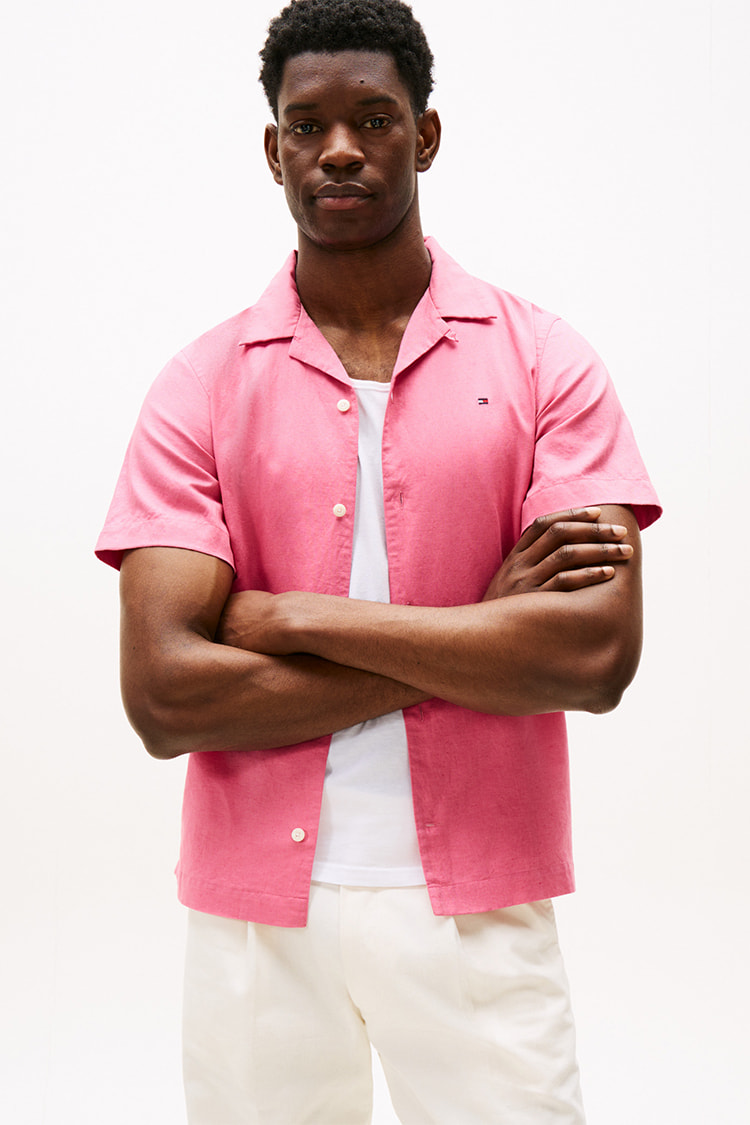 新品★トミーヒルフィガー★麻100%★セクシーな リネン ジャケット★ネイビー ジャケット L(42L)★TOMMY HILFIGER★845 トミー ヒルフィガー リネン　半袖シャツ　花柄　ビッグフラワー　総柄　ベージュ