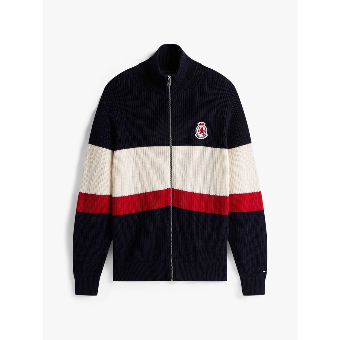 リブチェストストライプジップアップカーディガン | トミー